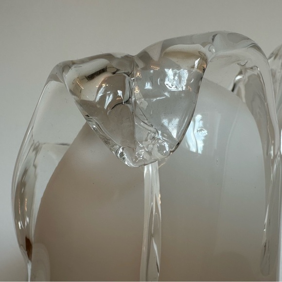 Murano Style White and Clear Tulip Vase Votive Candle Holder  Handmade in Italy - Picture 9 of 14